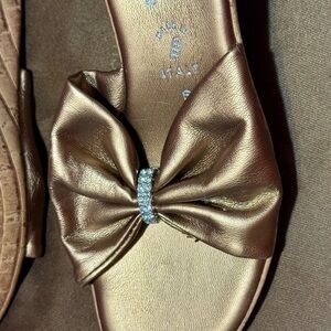 Italian Shoemakers Bronze Bow Sandals